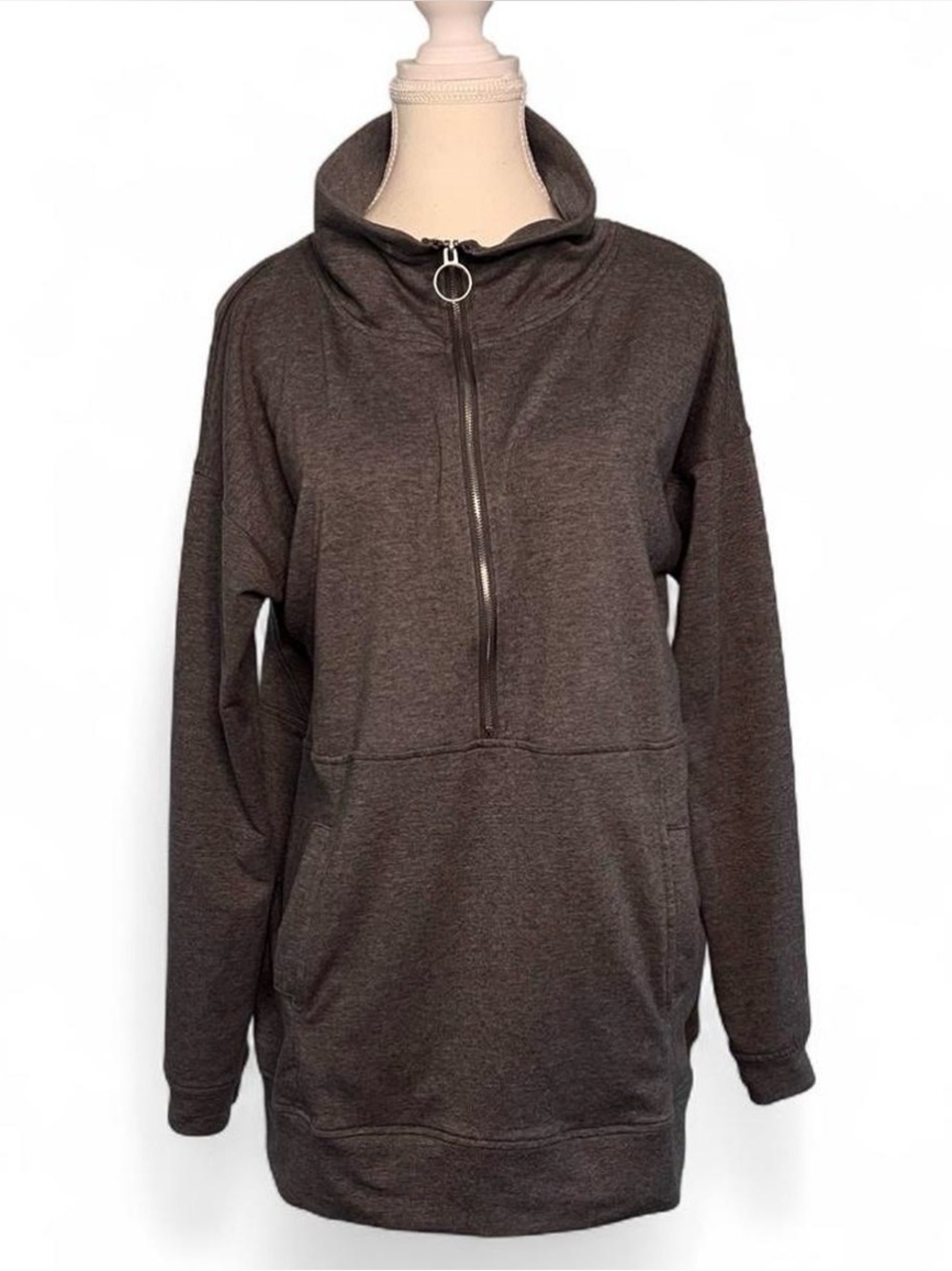 Haute Edition Quarter‎ Zip Cowl Neck Tunic Sweatshirt Large